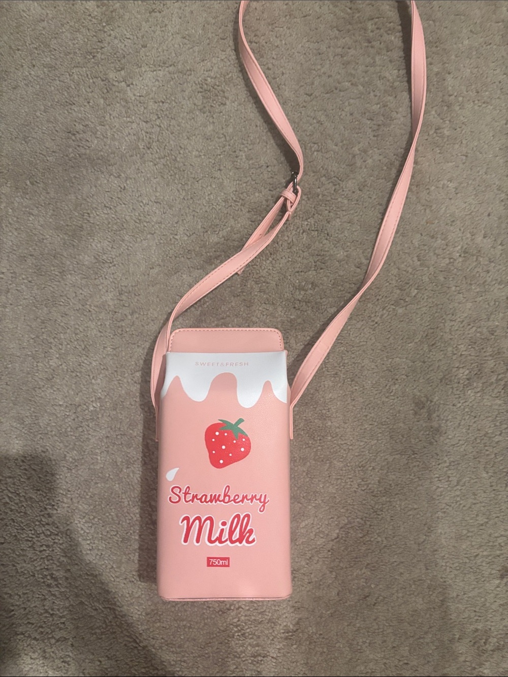 Strawberry Milk Crossbody Bag - Pink